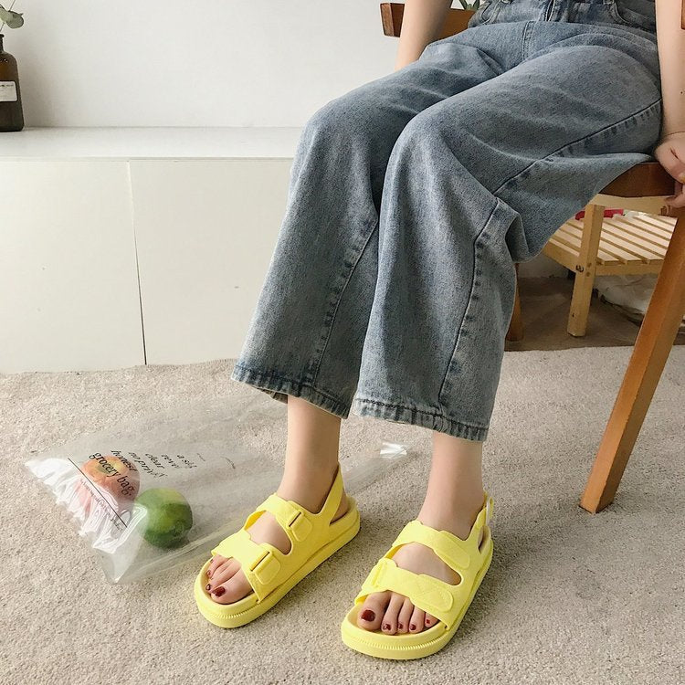 Yellow double strap sandals new arrivals