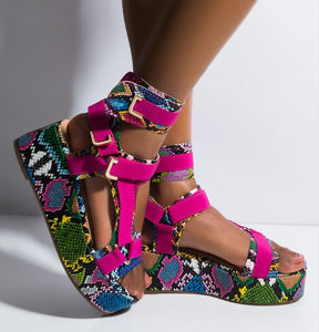 Snake Print Wedge Heel